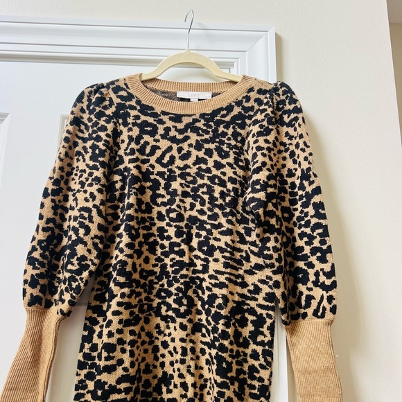 LOFT Leopard Print Sweater - Black and Tan - Picture 3 of 5